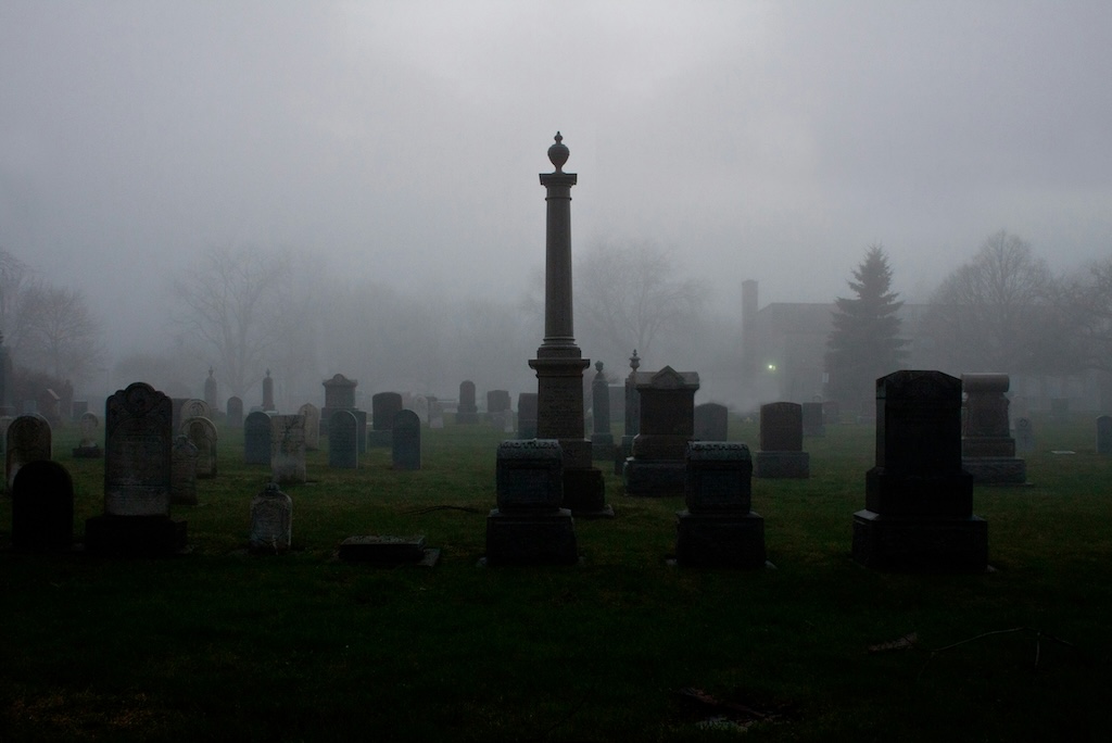 A graveyard, clearly rife with paranormal potential.